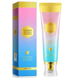 Niacinamide Whitening Toothpaste for Stain Removal and Whitening, Gum Strengthening, Fresh Breath Toothpaste with Natural Peach & Mint, Gentle Daily Oral Care, 3.5oz for Adults