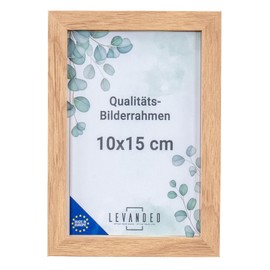 levandeo Portrait Picture Frame Made in EU 10 x 15 Oak Look Natural Glass Panel Photo Frame Wooden Picture Frame Decorative Table Decoration Wall Decoration Photo Stand