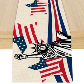 Independence Day Patriotic Table Runner America 4th of July Memorial Labor Day Dining Party Table Decorations Indoor Outdoor Celebration Freedom Kitchen Home Decor 13x72 inch