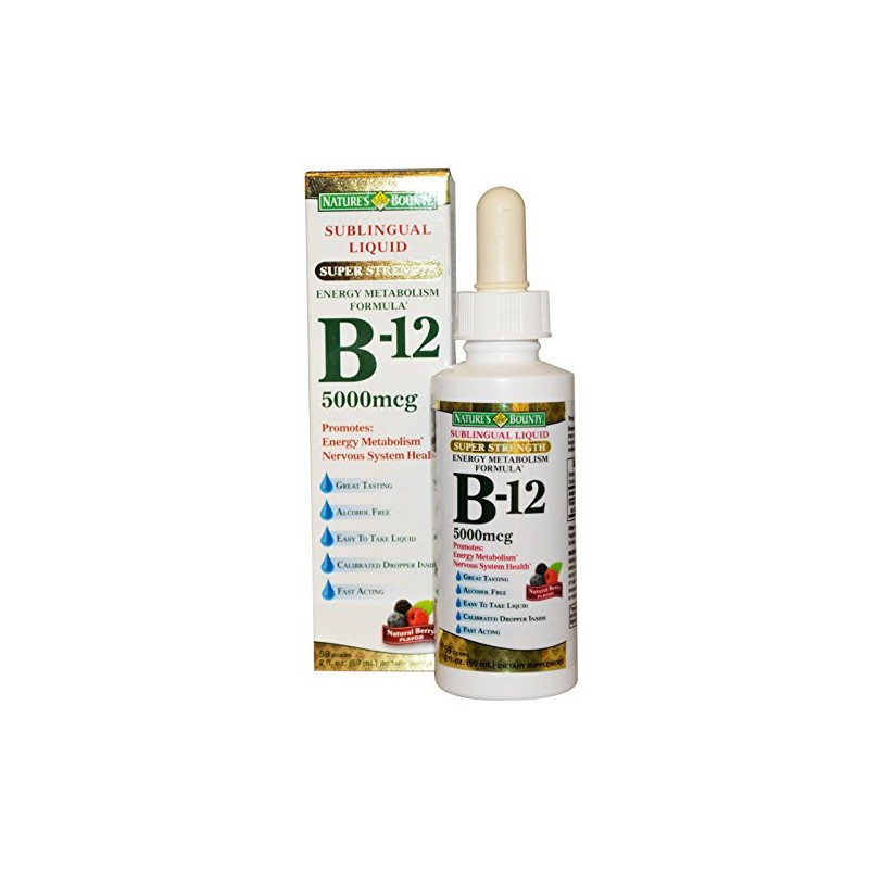 Nature's Bounty B-12 5000 mcg Sublingual Liquid Energy Health, 2