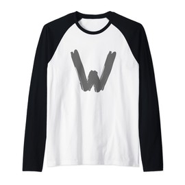Creative Bold Dark Grey Letter W - Alphabet - Marker Design Raglan Baseball Tee