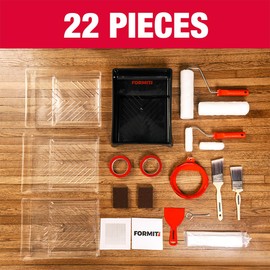 Formit Paint Roller Kit - Complete Painting Prep Set, Includes Paint Rollers and Tray, Paint Brushes, and Wall Repair Kit - Paint Brush Kit for House Painting (22-Piece Set)