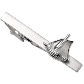 HAWSON 2.2 Inch Men's Nautical Sailboat Tie Clip Silver Tie Bar for Yacht Weddings, Navy Events, Holiday Durable Marine-Themed Accessories for Groomsmen & Maritime Professionals