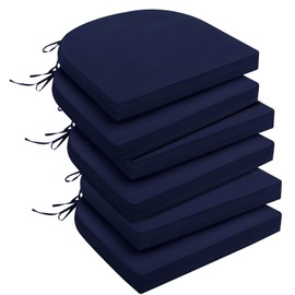 downluxe Outdoor Chair Cushions Set of 6 for Patio Furniture, Water-Resistant Patio Chair Cushions with Ties, High Density Foam Outdoor Seat Cushion, 17" X 16" X 2", Navy