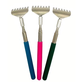 Qaoquda (3-Pack Back Scratchers, Portable Extendable Telescopic Metal Backscratchers Hand Massager Manual Back Scratcher, with Rubber Handles Back Massagers(Random Color)