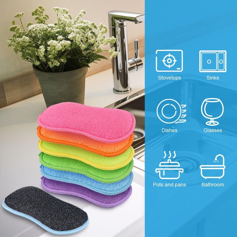 HOMEXCEL 12 Pack Multi-Purpose Scrub Sponges Kitchen, Dish Sponge, Non-Scratch