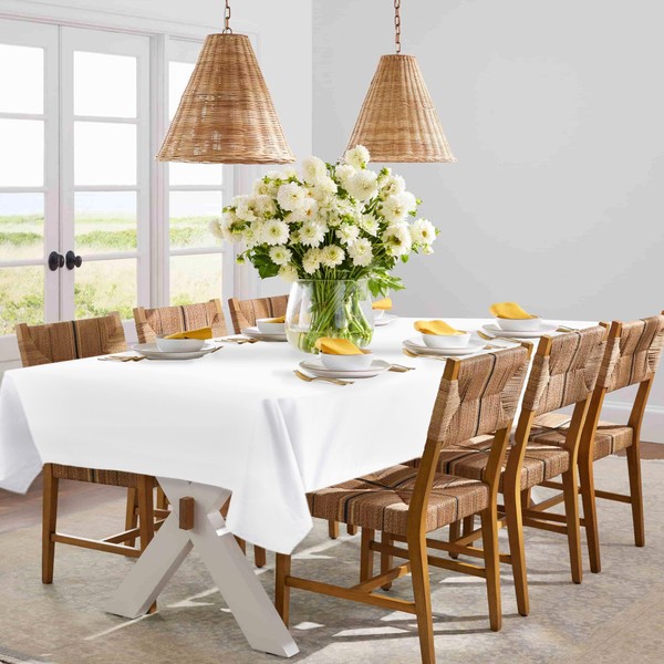XWZO Table Cloths 60"x120" White Tablecloths, Waterproof Table Cloth Rectangle