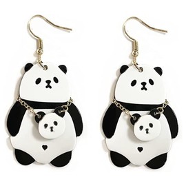 Funny Weird Cute Acrylic Big Rooster Chicken Panda Dinosaur Sheep Drop Dangle Creative Cartoon Anime Lightweight Earrings Jewelry for Women-love heart