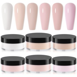 6PCS Acrylic Powder Set, EBANKU Nude Pink White Acrylic Powder Multicolor Professional Acrylic Nail Powder for Nail Acrylic Extension, Nail Carving, Long-Lasting, No Nail Lamp Needed