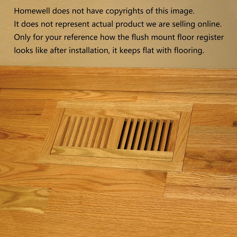 Homewell Red Oak Wood Floor Register Vent, Flush Mount with