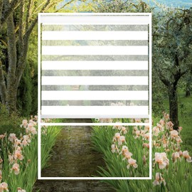 AOSKY Zebra Blinds Cordless Zebra Shades for Windows Free-Stop Roller Windows Shades Dual Layer Light Control for Day and Nigh, Light Filtering Window Shades for Home Easy to Install（W36 X H72, White）