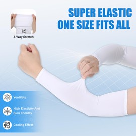 CIATBYYJ 4 Pairs Cooling UV Protection Arm Sleeves for Men, Elastic Outdoor Sport Sun Protection Compression Sleeves, Breathable Golf Basketball Arm Covers for Men Women (Black White)