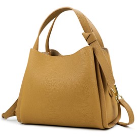 Kyoei-Tech Women's Handbag, Genuine Leather, Shoulder Bag, Formal, Crossbody, With Silk Scarf, Ultra Lightweight, 20.1 oz (592 g), Freestanding, Stylish, Cute, High Visibility, brown (light brown)