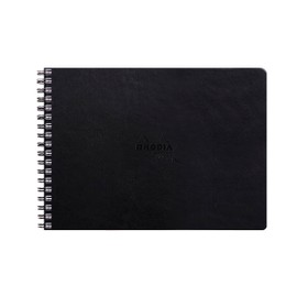 Rhodia Rhodia Touch 116180C Spiral Album Mixed Media Book Double Spiral 32 Sheets Paint'ON Paper Extra White 250 g A4 Landscape Format Ideal for Mixed Media and Art Black Pack of 1