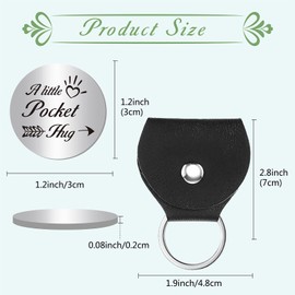 CREATCABIN A Little Pocket Hug Token Long Distance Relationship Keepsake Stainless Steel Double Sided Inspirational Gift with PU Leather Keychain for Friends Family Dad Son 1.2 x 1.2 Inch