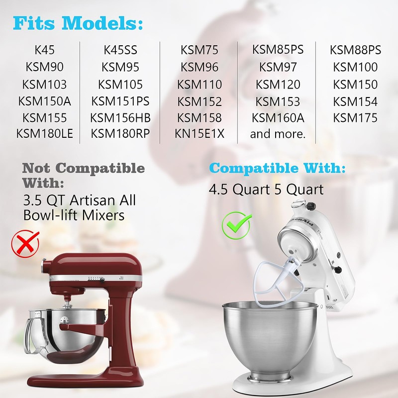 K45B Flat Beater for Kitchenaid Stand Mixer, Coated Flat Beater
