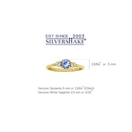 Silvershake Petite Round Shape Gemstone White Gold Plated or Yellow Gold Plated 925 Sterling Silver Promise Ring Jewelry for Women or Teens, 5.5, Sterling Silver 18K Gold Plated, Genuine Violet