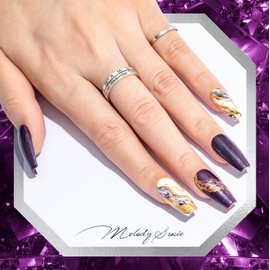 MelodySusie Purple Glitter Gel Nail Polish,0.5fl oz Universe Star Glitter Nail Polish Purple Blue Color Z035, Soak Off UV LED Nail Lamp Gel Polish Nail Art Starter Manicure Salon DIY At Home