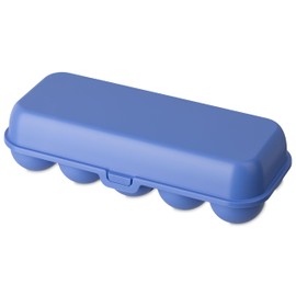 Koziol EGGS TO GO Portauova per 10 Uova, Contenitore con Chiusura a Clip, Contenitore per Uova per Frigorifero, Scatola per Uova in Plastica, Contenitore per Uova (Blu Forte, 10)