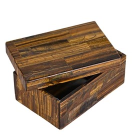 Tiger Eye Jewelry Box Gemstone Crystal Reiki Healing Natural Stone Storage Organizer Chakra for Earing, Necklace for Christmas Wedding and Birthday Party Gifts