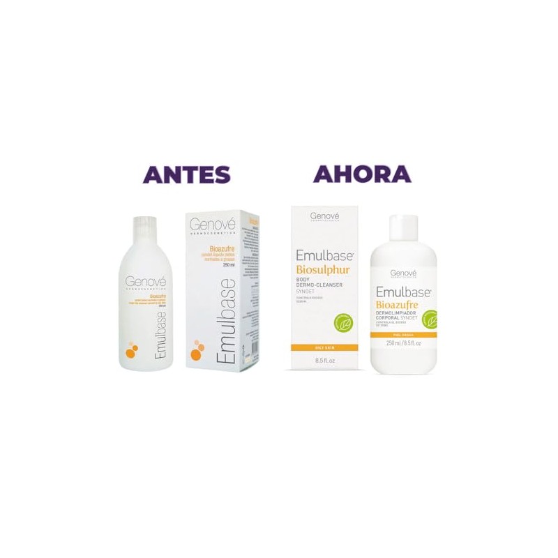 Genové Emulbase Bioazufre dermolimpiador SYNDET pieles grasas 250 ml