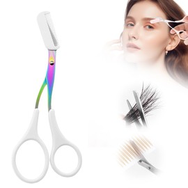 Eyebrow Trimmer Scissor,2024 New Eyebrow Trimmer for Women Men,Eyebrow Scissors with Comb,Non-Slip Eyebrow Cutter Eye Brow Razors,Eye Brow Shaper Trimming Scissors Makeup Tool (White)