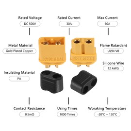 DWEII 10 Pair XT60H (XT60 Upgrade) Male Female Bullet Connectors Power Plugs with Sheath for Lipo Battery RC Planes Cars