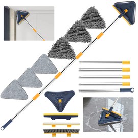 Baseboard Cleaner Tool with 78" Long Handle, 5-in-1 Wall Mop 6 Pads