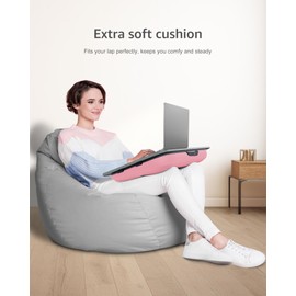Lap Desk with Washable Cushion – Fits up to 17-In Laptops – Portable Laptop Desk & Stand – Bed desks & Tray for Writing, Reading, Working, Gaming on Bed, Couch, Floor – Istudyniture - Large, Rose Pink