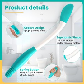 Toilet Aids for Wiping, 15.7" Long Reach Butt Wiper Tools, 2Pack Bathroom Bottom Buddy Wiping Self Assist for Disabled,Elderly,Pregnant (2 Pack)