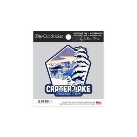 Die Cut Sticker Crater Lake National Park, Oregon, Winter Scene, Painterly Series, Contour Vinyl Sticker 1 to 3 inches (Waterproof Decal for Cars, Water Bottles, Laptops, Coolers), Small