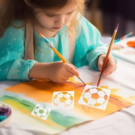 Soccer Ball Stencil, 8Pcs Large Soccer Ball Stencil for Painting,Cute Sport Stencils Template Reusable Plastic Football Paint Stencils for Crafts Art Painting on Wood Paper Flag Wall Home Decor