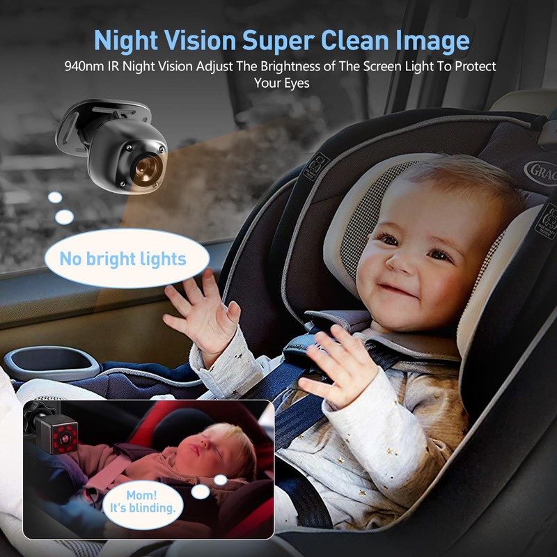USB Baby Car Camera Plug-Play，4.3" HD Night Vision Function Car