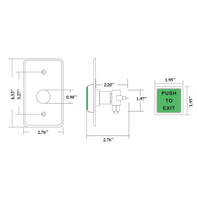 Push to Exit Button Big Square Press Button Green LED