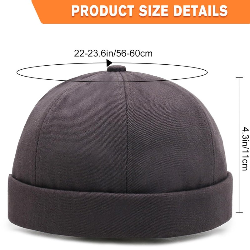 2 Piece Mens Docker Cap Set Brimless Retro Rolled Cuff