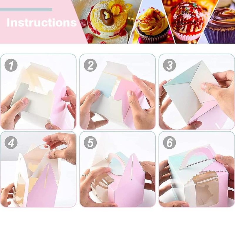Single Cupcake Boxes, 30 Pcs Individual Cupcake Boxes, Paper Bakery