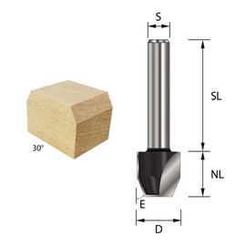 ENT Chamfer Cutter and Trimming Cutter TC Shank (C) 12 mm, Diameter (A) 12,7 mm, B 12,7 mm, E 30°, D 40 mm