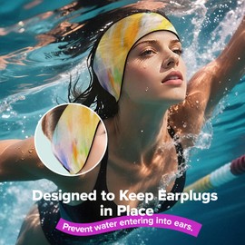 HeySplash Swimming Headband, Elastic Neoprene Swimming Earplugs Kids Ear Plugs Ear Band Swimmer Protection, EarGuard & Hair Guard for Kids Adult, Keep Water Out, Hold Earplugs in, Large, Yellow Pink