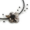 Avalaya Black/Grey Shell Flower Flex Wire Choker Necklace - Adjustable