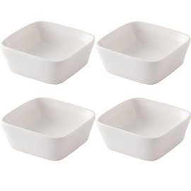 4PCS Square Ceramic Dipping Sauce Dishes Tiny Home Kitchen Seasoning Soy Sauce Dipping Dishes Tray Small Dessert Appetizer Serving Bowl Plates for Sauce, Ketchup, Spice, Restaurant Home Party, White