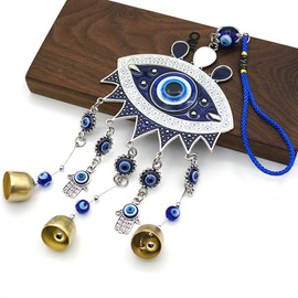 MAIGO Evil Eye Gifts -Blue Evil Eye Wind Bells,Evil Eyes Wind Chimes Hanging Ornament Home Garden or Outdoor Tree Topper Decoration Ornaments Good Luck Blessing Gifts,Evil Eye Door Hanging with Bells