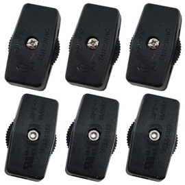 6pcs 3A 125VAC Power Switch, Gear Rotary Switch, Direct Insertion Type 18/2 SPT-2 Lamp Cord Switch (Black)