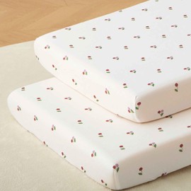 SDY 2 Pack Crib Sheets for Boys, Girls,Soft Jersey Fitted Crib Sheet,Cute Printed Crib Mattress Sheet 52" × 28" × 8"(Cherry)