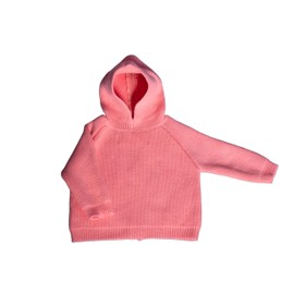 Rearview Basics Simple Sentiments Hooded Cotton Baby Sweater with Back Zipper Knitted Soft Easy On (US, Age, 9 Months, 12 Months, Coral)