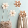LIYAZHIL 2 Pack Adhesive Wall Hooks Flower Wooden Hooks for