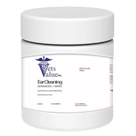 Horizon Animal Care Ear Cleaning Wipes for Dogs & Cats - Advanced Otic Veterinary Cleaner Formula - Treats Dog Infections, Alleviates Discomfort, 100 Alcohol-Free with Soothing Aloe Vera, White/Clear