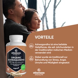 Ashwagandha Capsules High Dose - KSM-66® - 500 mg Ashwagandha per Capsule, 90 Vegan Capsules for 3 Months Continuous Supply with Ashwagandha Root Extract, Highly Bioavailable