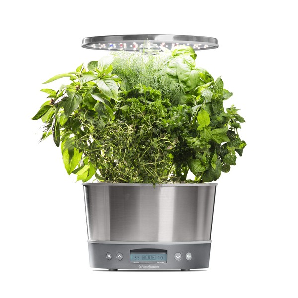 AeroGarden Harvest Elite 360 Indoor Garden Hydroponic System with LED Grow Light and Herb Kit, Holds up to 6 Pods, Stainless