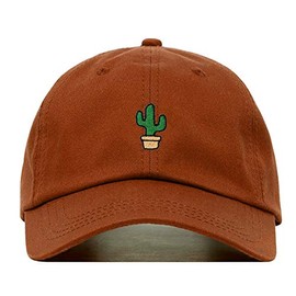 Cactus Baseball Hat, Embroidered Dad Cap, Unstructured Soft Cotton, Adjustable Strap Back (Multiple Colors) (Burnt Orange)