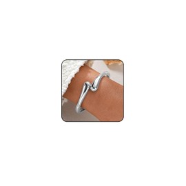 ONBRIG Gold Bangle Bracelets for Women Chunky Cuff Bracelets for Women Chunky Jewelry (Silver)